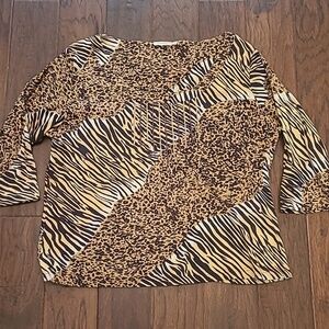 💥3for$12💥 Choices animal print 3/4 length sleeve shirt size 3X
